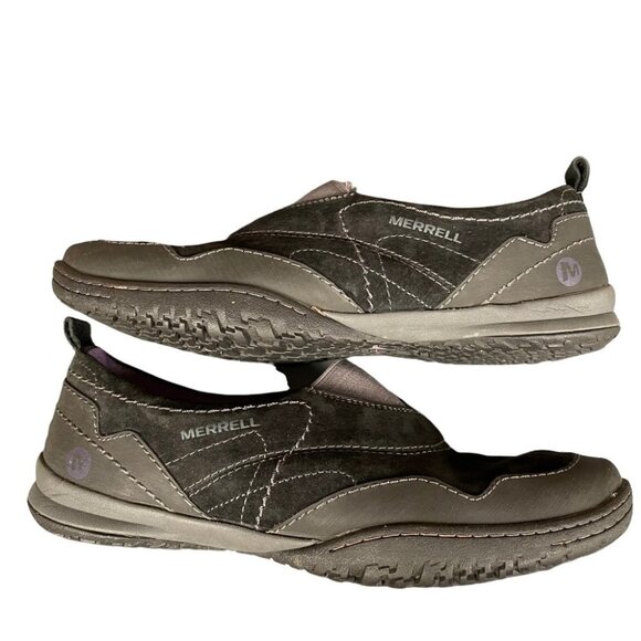 Merrell Women's Albany Black Mocs Sneakers Gray Purple Stretch Slip On Size 7 - Picture 10 of 14